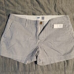 Old Navy  Women's Gray and White Striped Classic Style Shorts